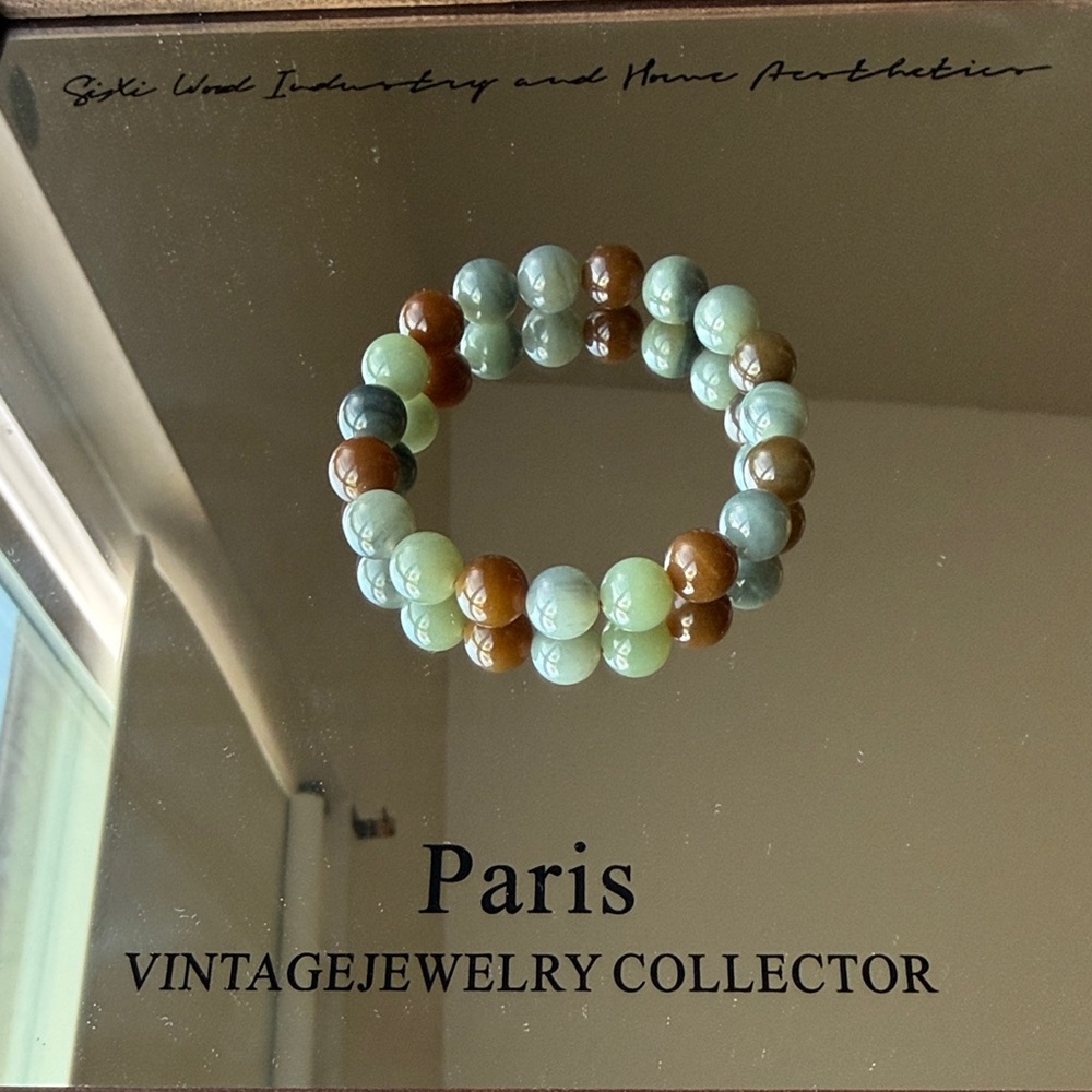 Loulan Tri-color Hetian Jade Beaded Bracelet 10mm - Picture 8 of 8